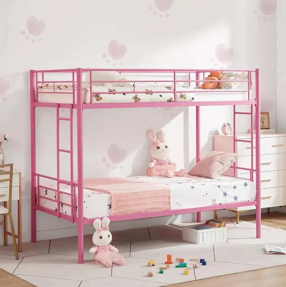 Sturdy Metal Bunk Bed with Dual Ladders – Space-Saving Design