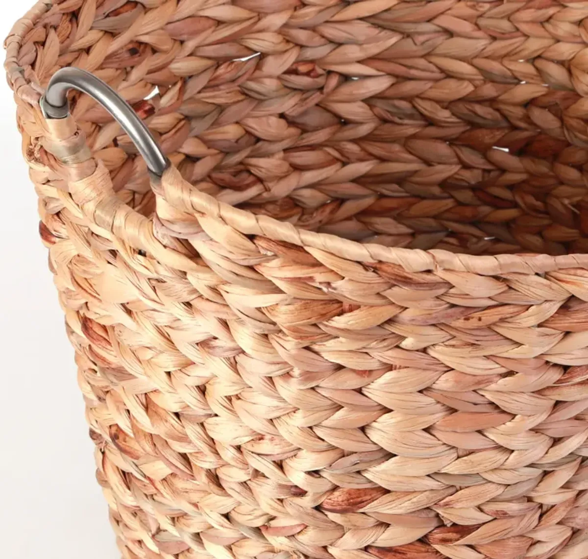 Large Round Water Hyacinth Wicker Laundry Basket