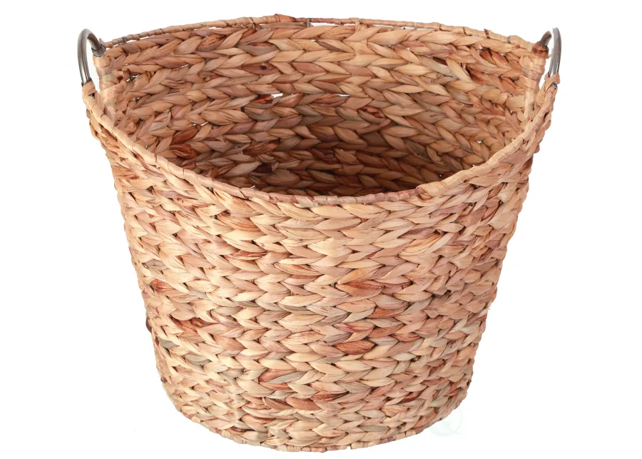 Large Round Water Hyacinth Wicker Laundry Basket