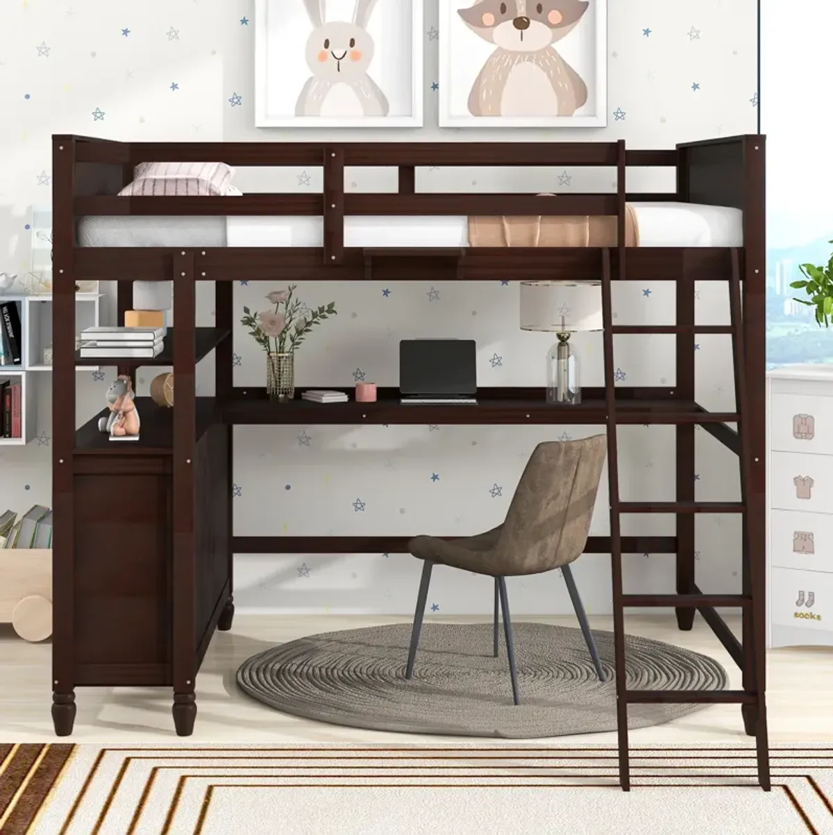 Merax Loft Bed with Drawers and Desk