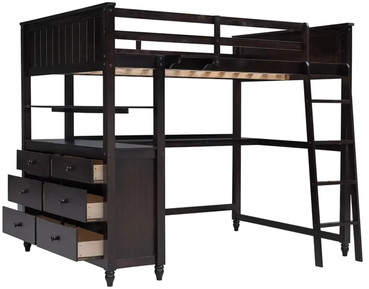 Merax Loft Bed with Drawers and Desk