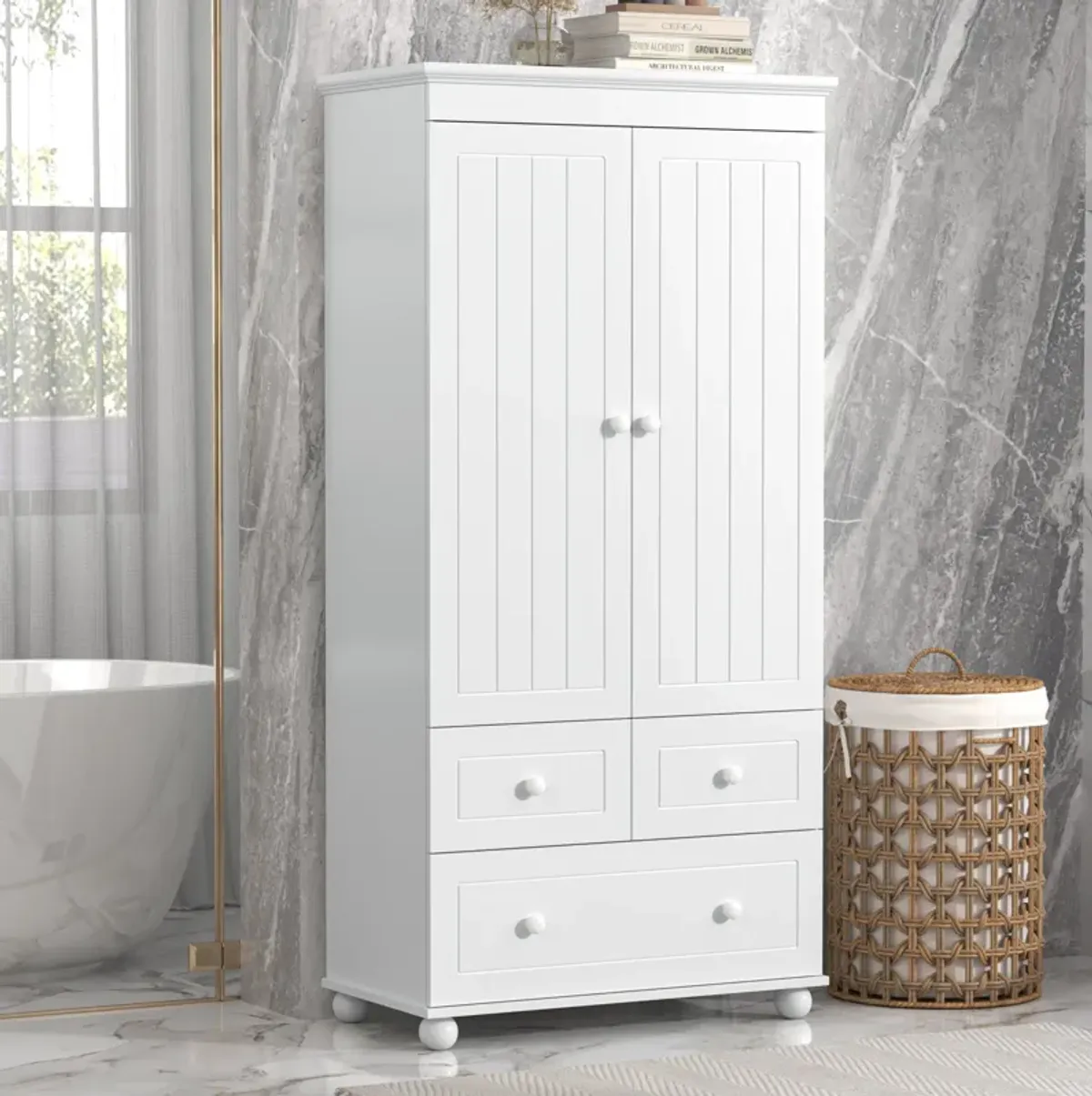 Merax Bathroom Storage Cabinet with Three Drawers