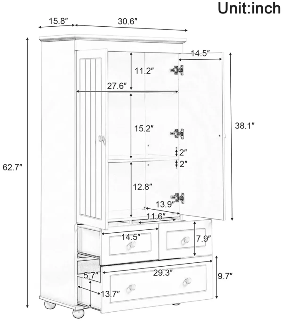 Merax Bathroom Storage Cabinet with Three Drawers