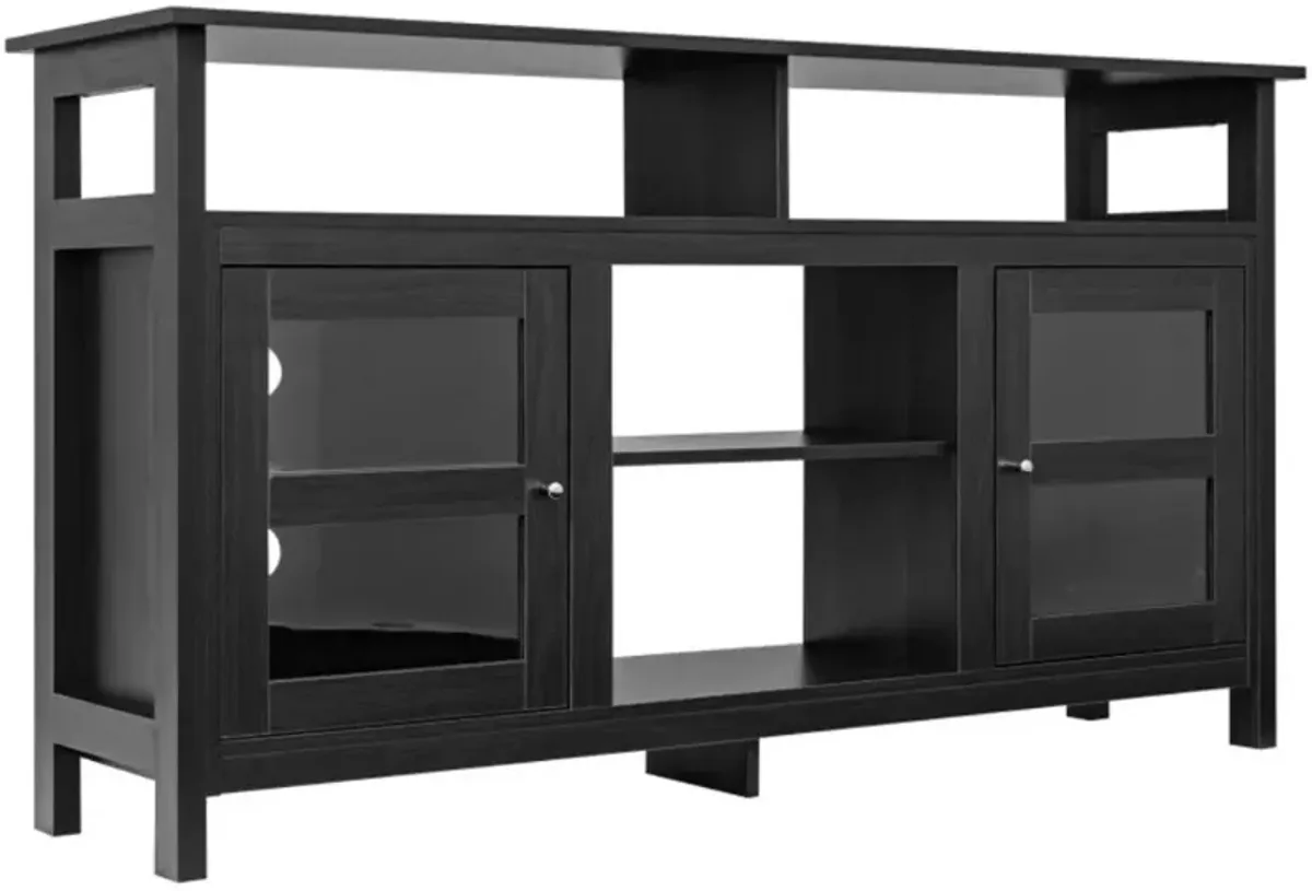 Hivvago 58 Inch TV Stand Console Center with 2 Cabinets and Open Shelf