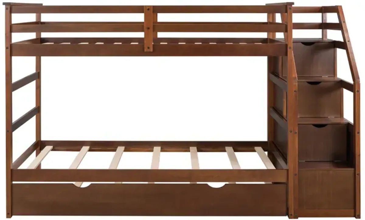 Twin-Over-Twin Bunk Bed With Twin Size Trundle And 3 Storage Stairs