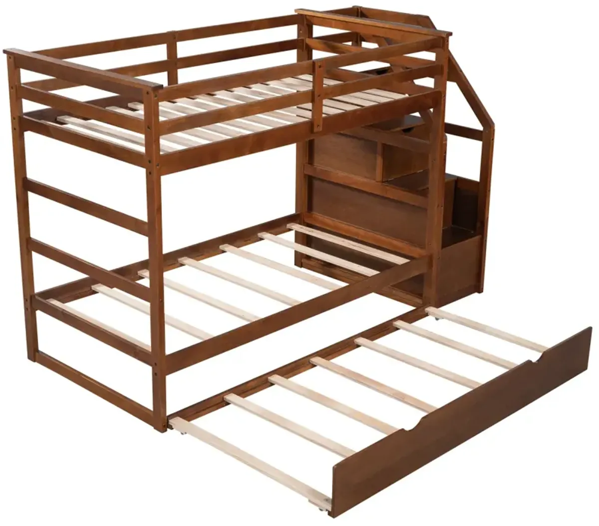 Twin-Over-Twin Bunk Bed With Twin Size Trundle And 3 Storage Stairs