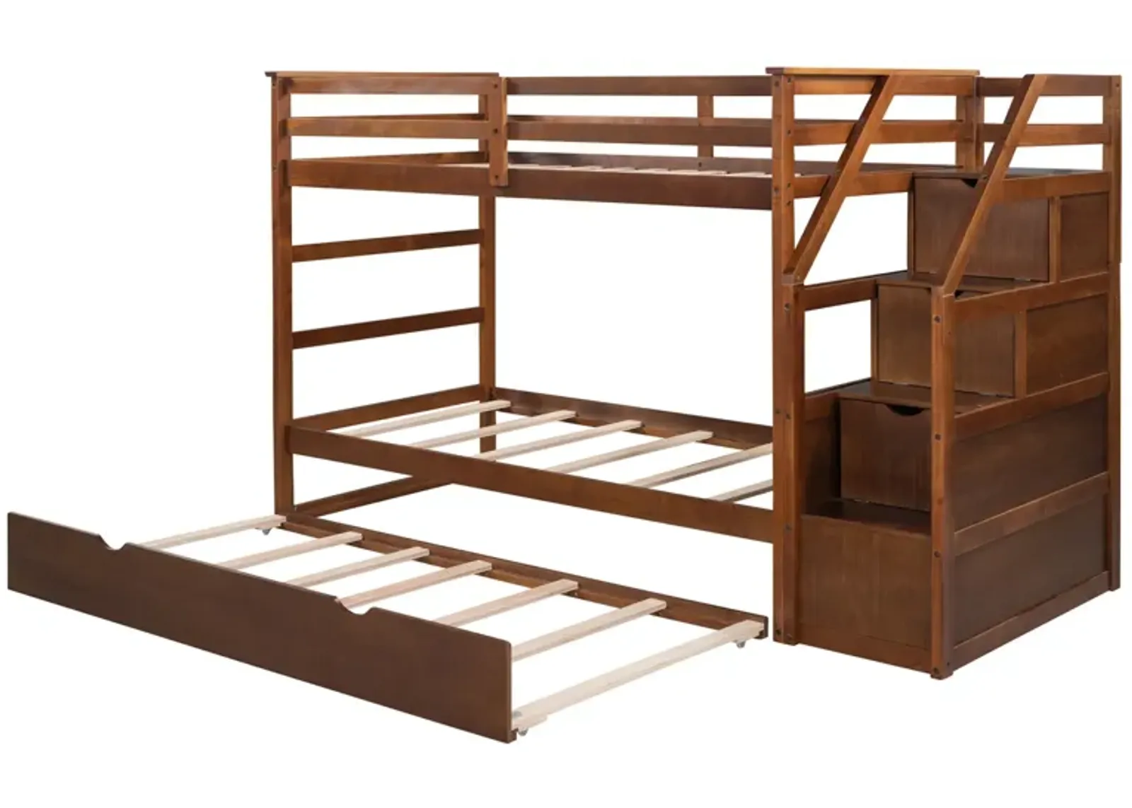 Twin-Over-Twin Bunk Bed With Twin Size Trundle And 3 Storage Stairs