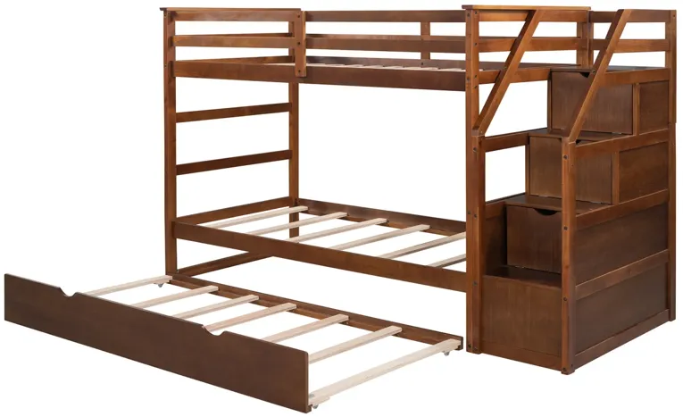 Twin-Over-Twin Bunk Bed With Twin Size Trundle And 3 Storage Stairs