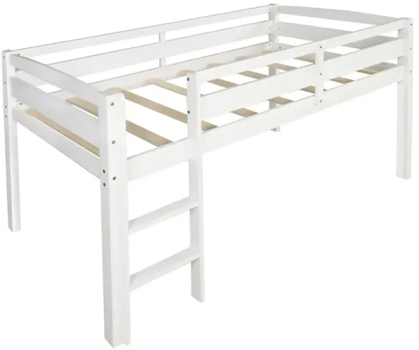 Stylish Low Loft Bed – Compact Twin Wooden Frame for Kids Bedrooms