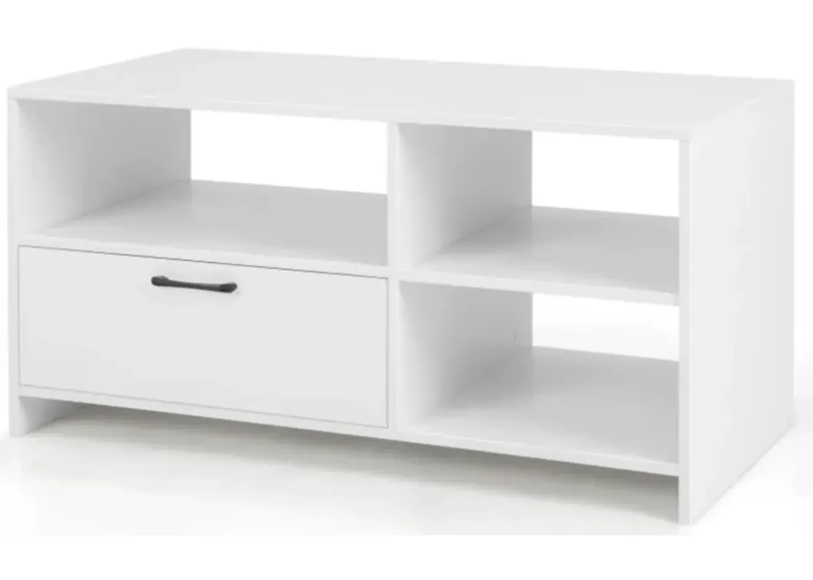 Hivvago Modern Media Console Table with 3 Open Compartments and 1 Storage Drawer-White