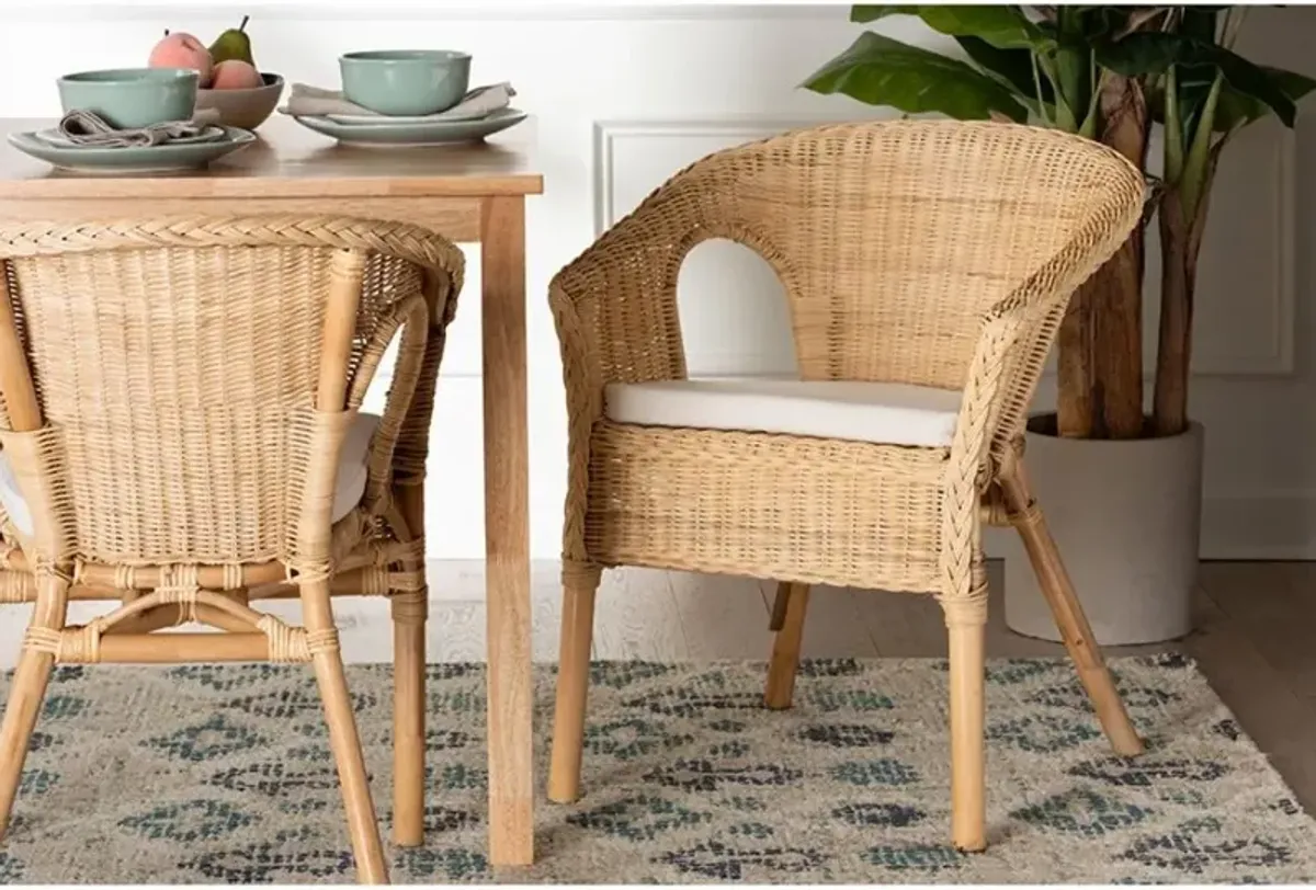 Abbey Modern Bohemian Natural Rattan Dining Chair