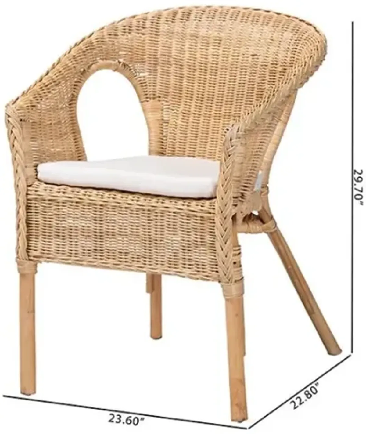 Abbey Modern Bohemian Natural Rattan Dining Chair