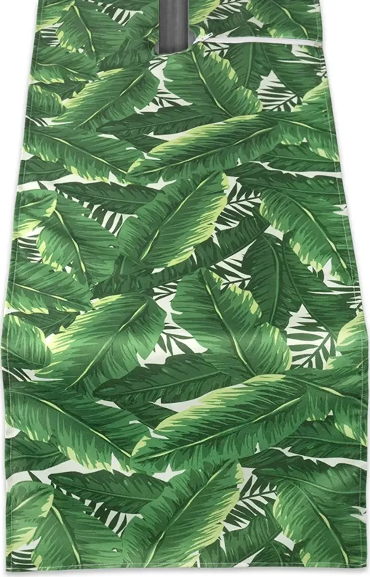 108" Green and White Banana Leaf Outdoor Table Runner With Zipper