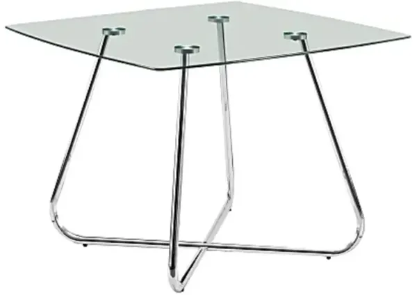Hivvago Modern Square Dining Table 40 x 40-inch with Tempered Glass Top