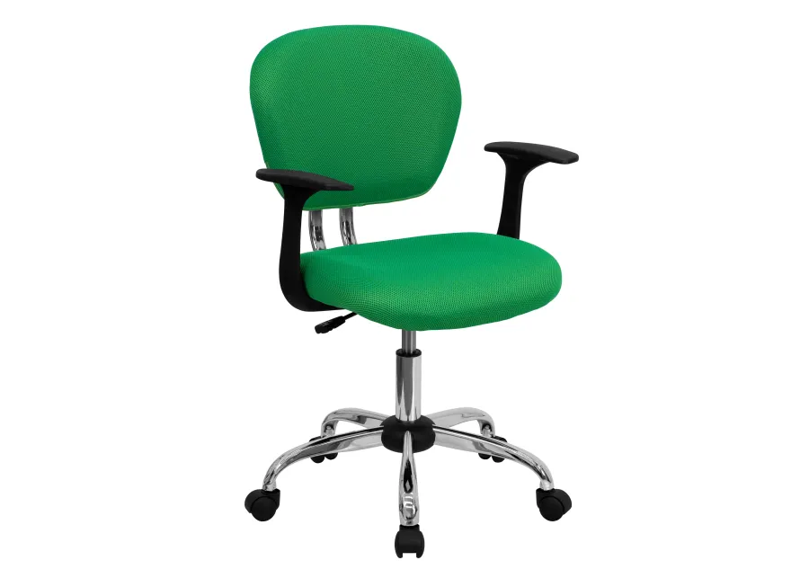 Beverly Mid-Back Mesh Padded Swivel Task Office Chair with Chrome Base and Arms