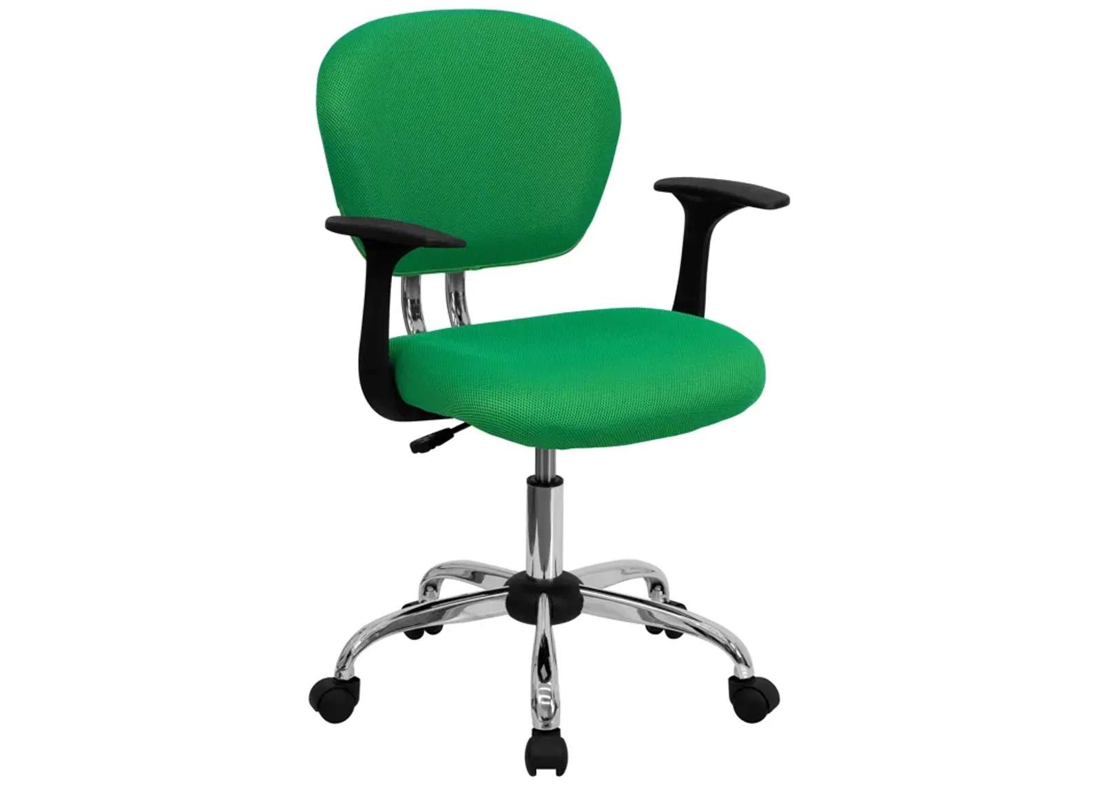 Beverly Mid-Back Mesh Padded Swivel Task Office Chair with Chrome Base and Arms