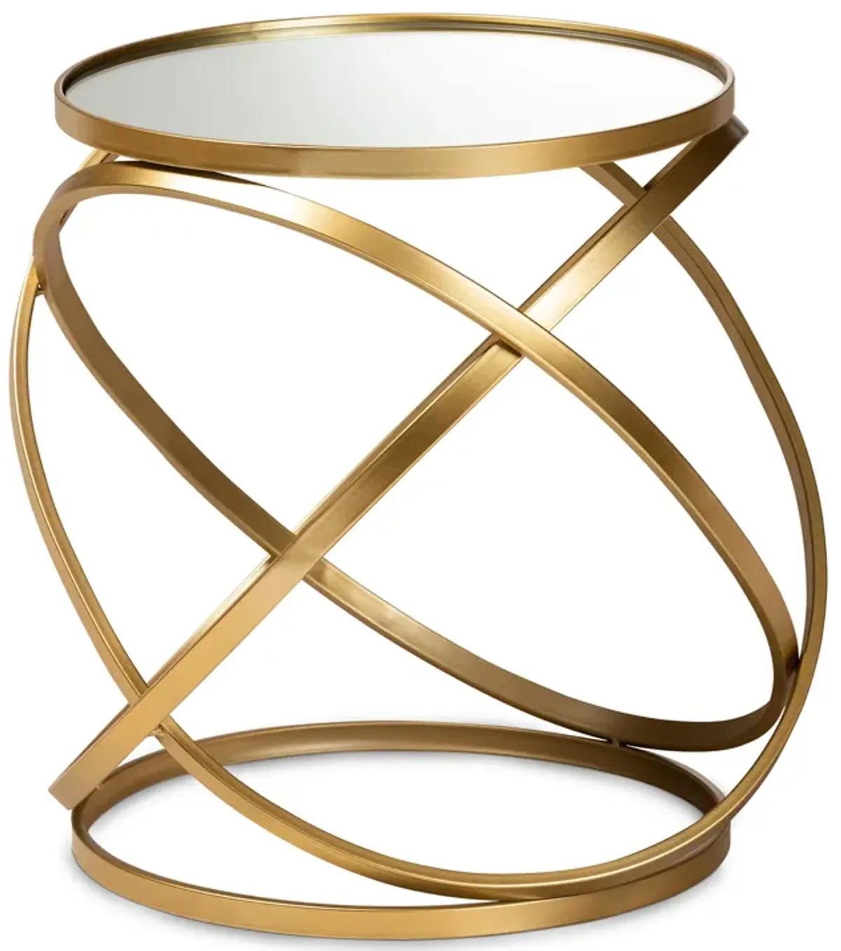 Baxton Studio Desma Glam And Luxe Gold Finished Metal And Mirrored Glass End Table