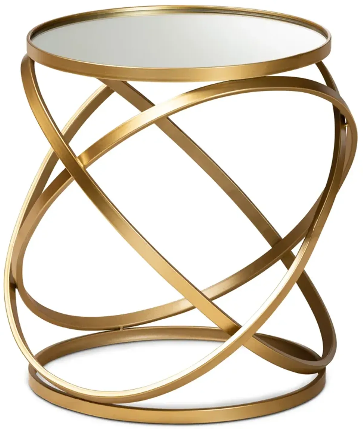 Baxton Studio Desma Glam And Luxe Gold Finished Metal And Mirrored Glass End Table