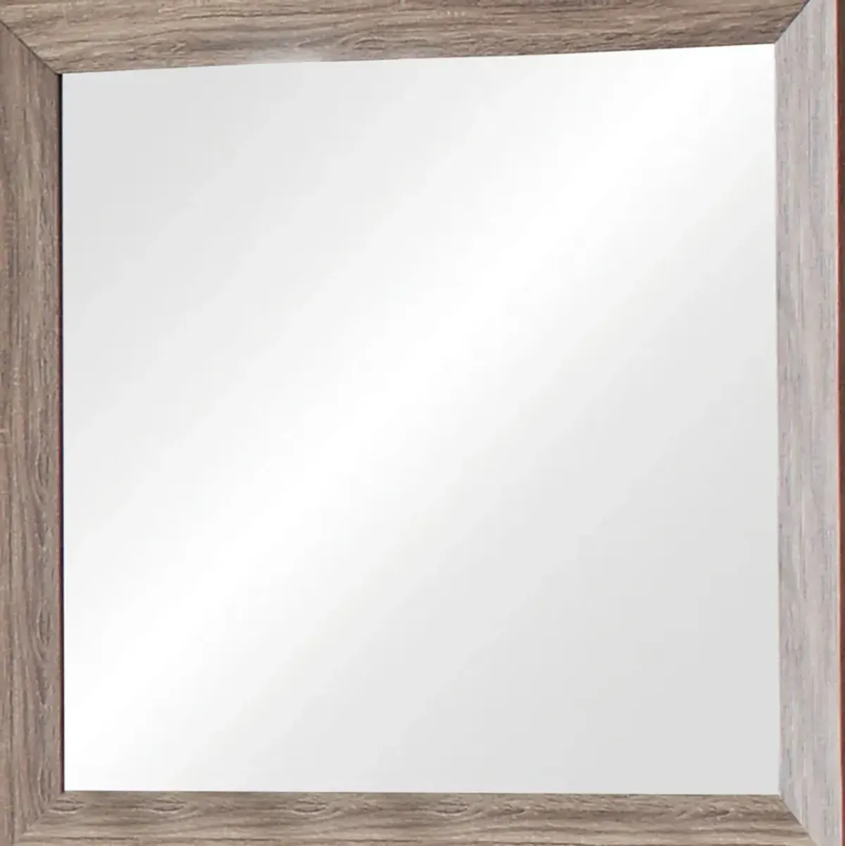 Mirror with Rectangle Wooden Frame and Washed Look, Brown-Benzara