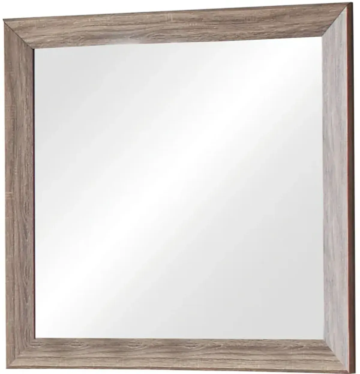 Mirror with Rectangle Wooden Frame and Washed Look, Brown-Benzara