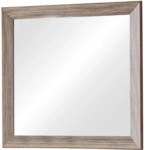 Mirror with Rectangle Wooden Frame and Washed Look, Brown-Benzara