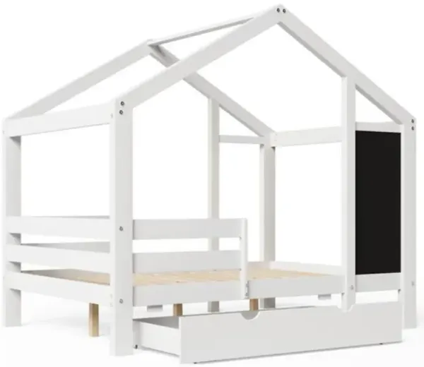 House Bed with Blackboard Storage Drawers and Two Assembly Options
