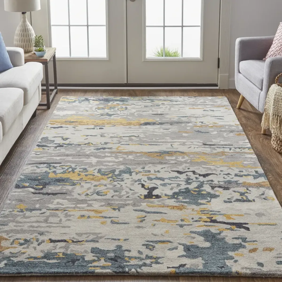 Everley 8644F Gray/Yellow/Blue 5' x 8' Rug