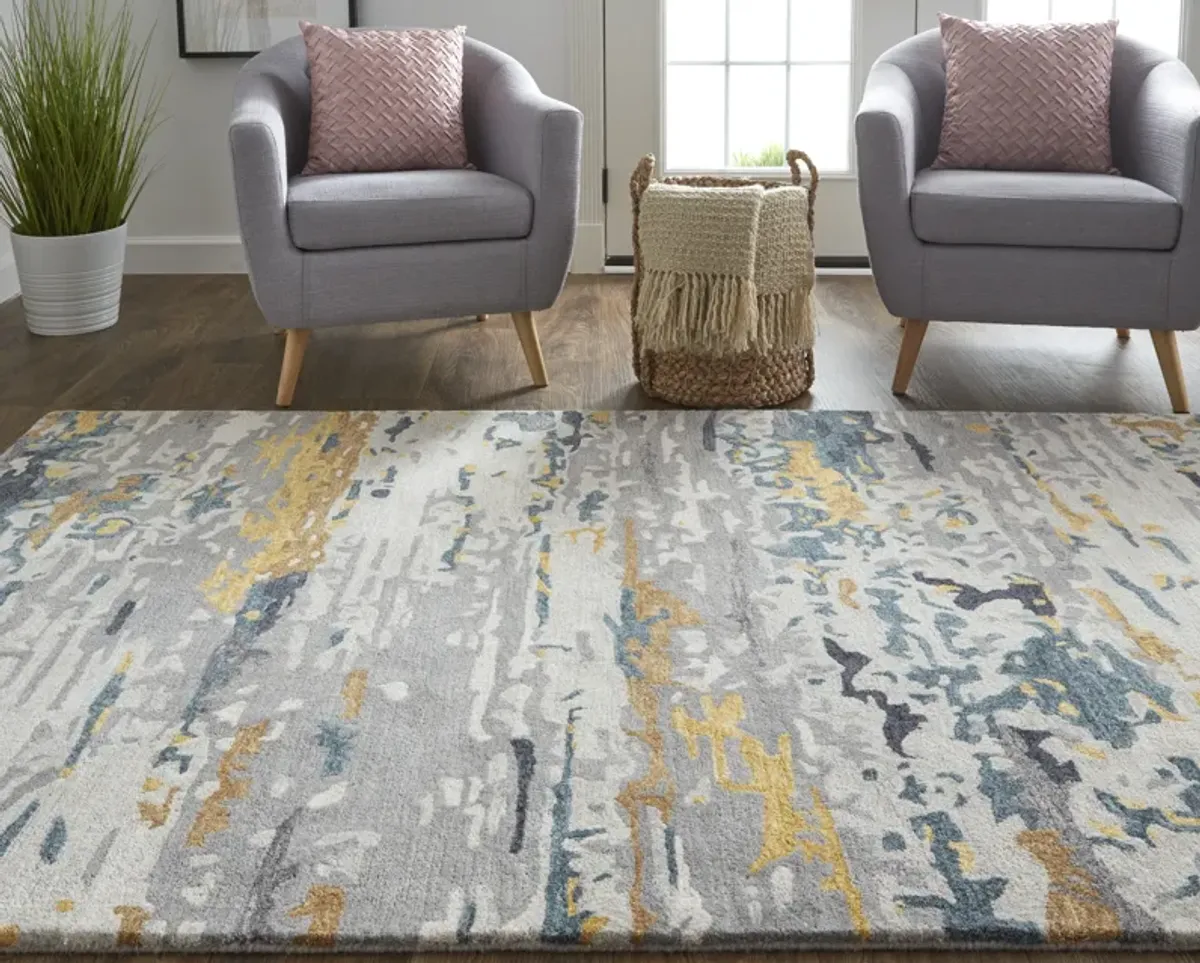 Everley 8644F Gray/Yellow/Blue 5' x 8' Rug