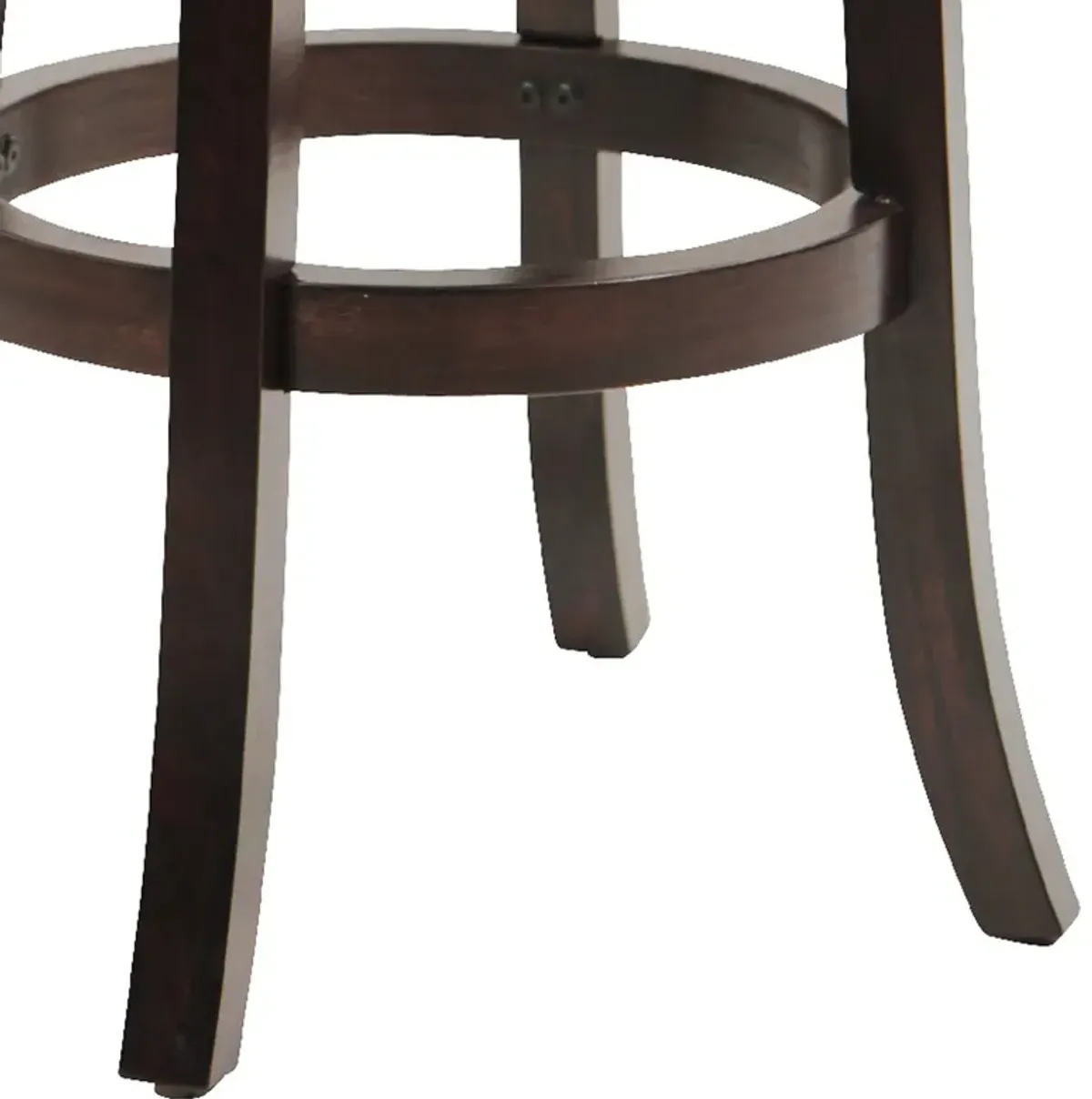 Kim 29 Inch Swivel Bar Stool, Solid Wood, Bonded Leather, Espresso, Black-Benzara