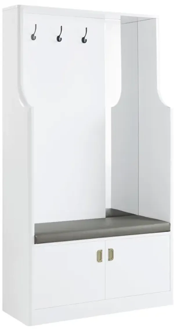Buck II Hall Tree in White High Gloss Finish AC01030