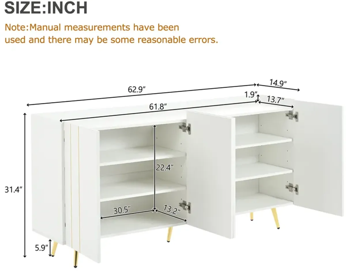 Merax Luxurious Shoe Cabinet TV Stand  Sideboard with 5 Metal Legs