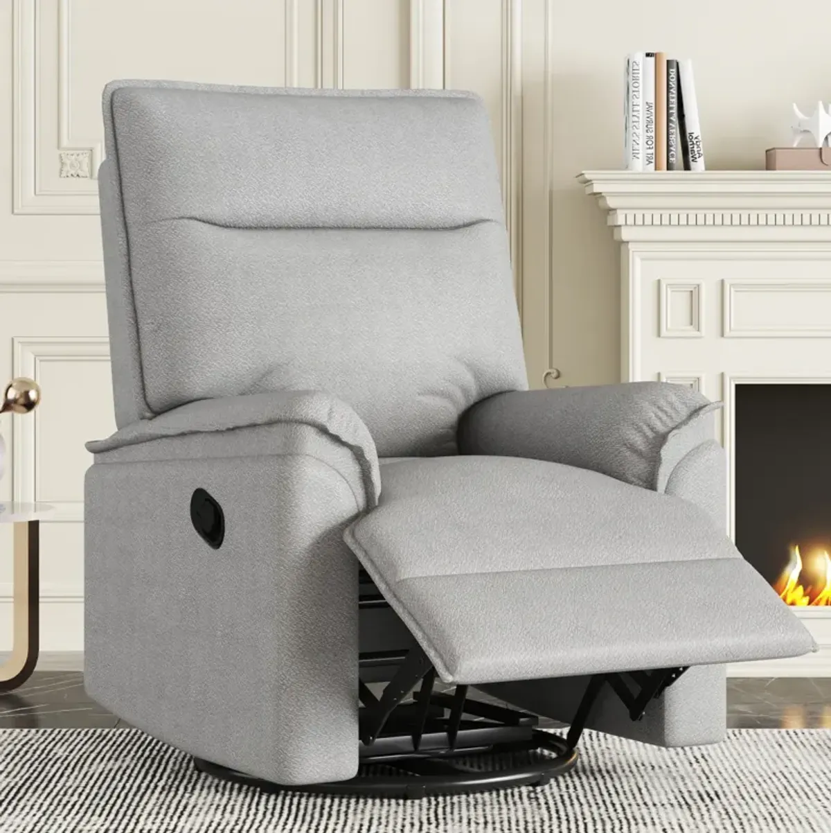 360 Degree Swivel Recliner Manual Recliner Chair Theater Recliner Sofa For Living Room, Grey