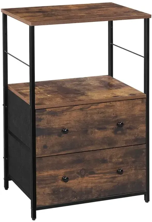 Hivvago Nightstand Rustic Brown and Black