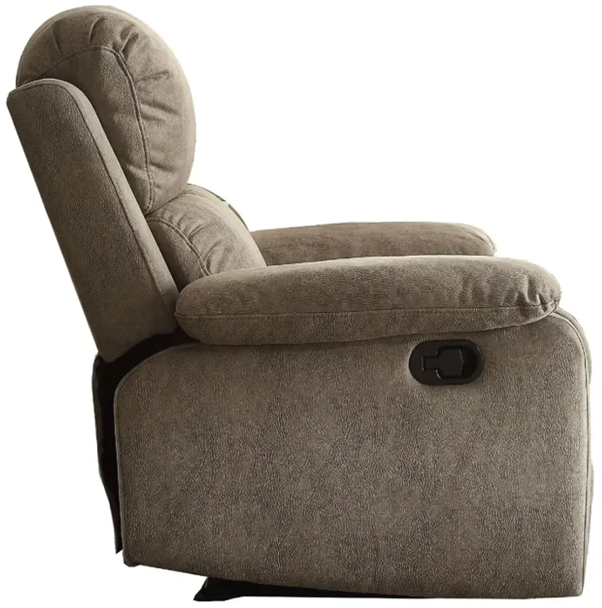 Contemporary Microfiber Upholstered Metal Recliner with Pillow Top, Gray-Benzara