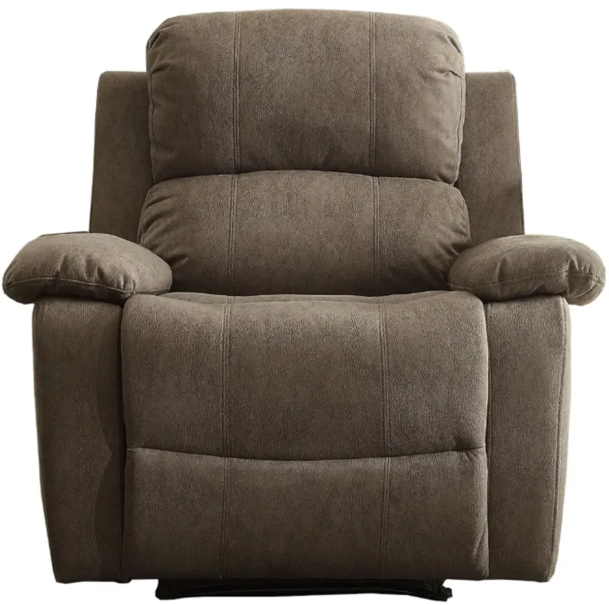 Contemporary Microfiber Upholstered Metal Recliner with Pillow Top, Gray-Benzara