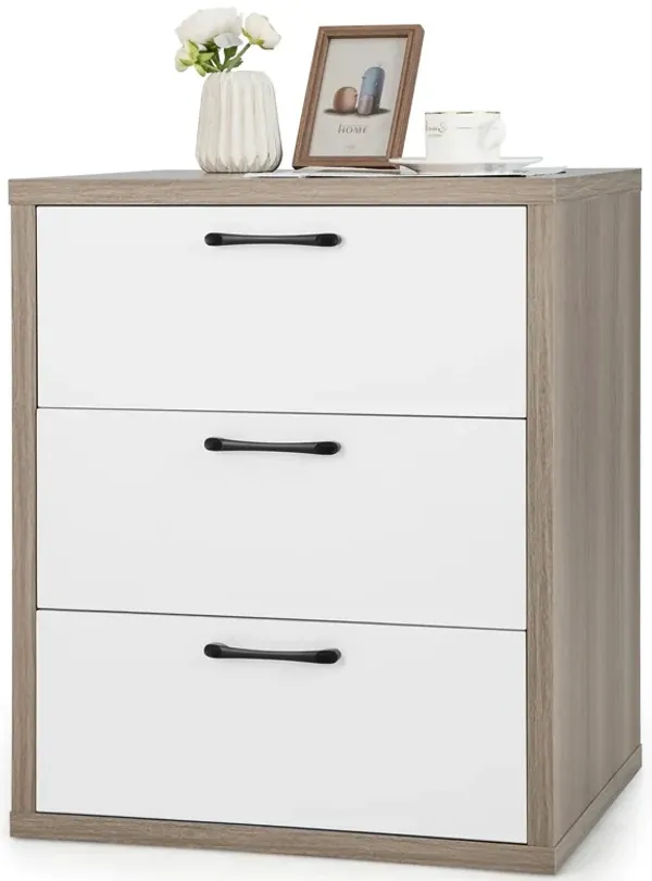 3 Slide-Out Drawer Modern Dresser with Wide Storage Space for Bedroom or Living Room Organization