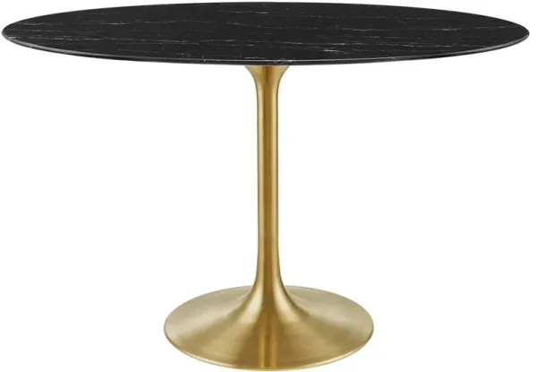 Modway - Lippa 48" Oval Artificial Marble Dining Table Gold Black