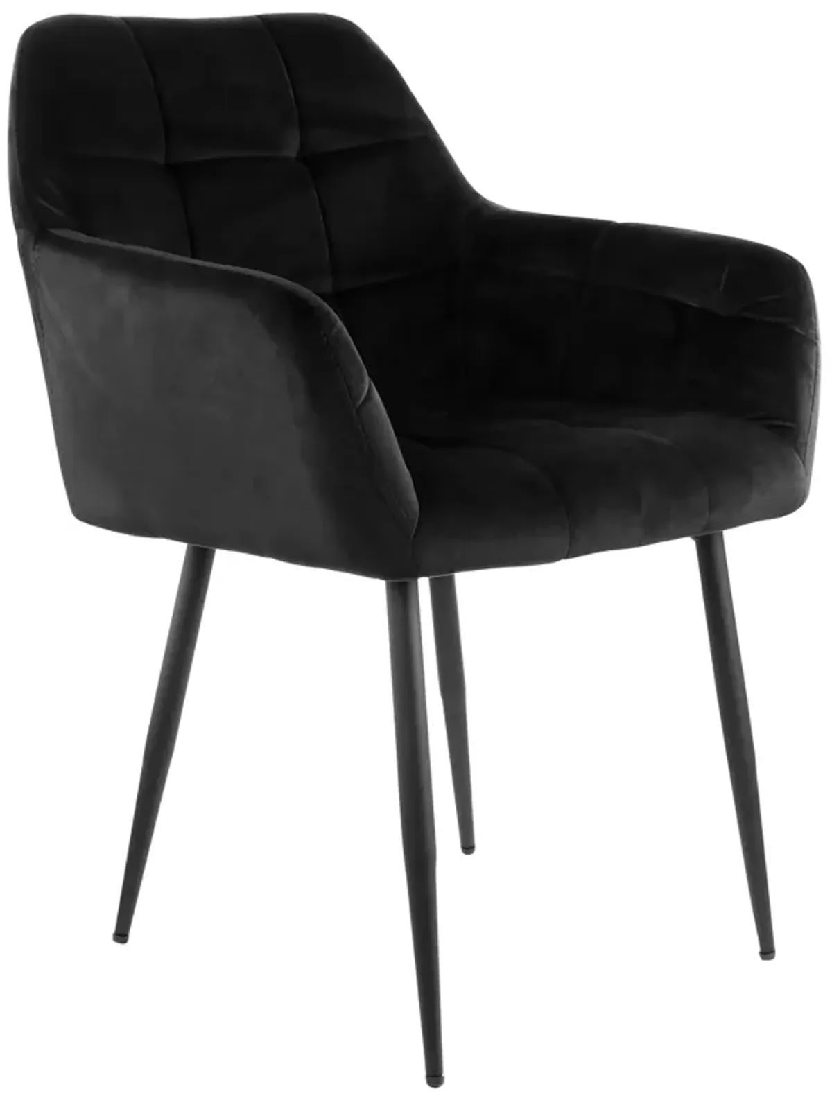 Elama 2 Piece Velvet Tufted Accent Chair in Black with Black Metal Legs