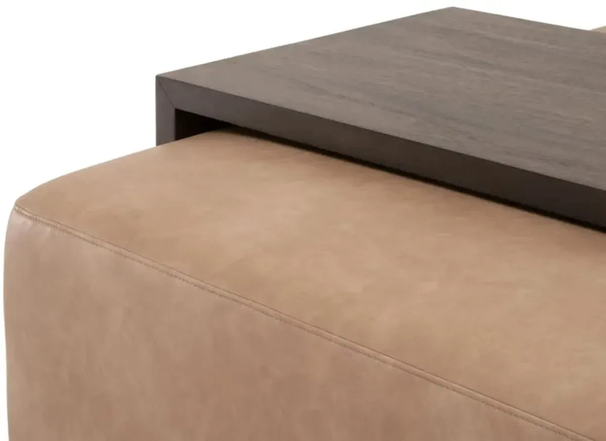 Dovetail Upholstered Coffee Table in Brown