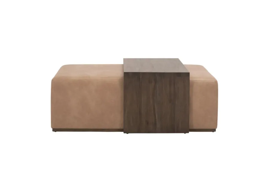 Dovetail Upholstered Coffee Table in Brown