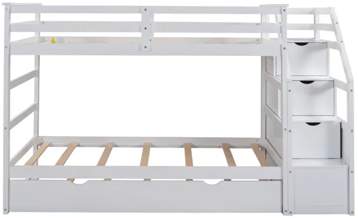 Twin-Over-Twin Bunk Bed With Twin Size Trundle And 3 Storage Stairs