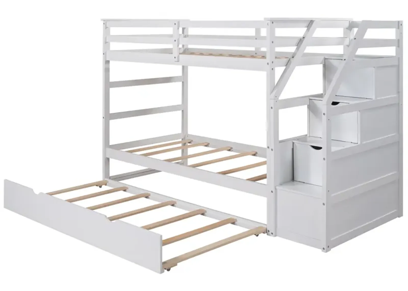 Twin-Over-Twin Bunk Bed With Twin Size Trundle And 3 Storage Stairs