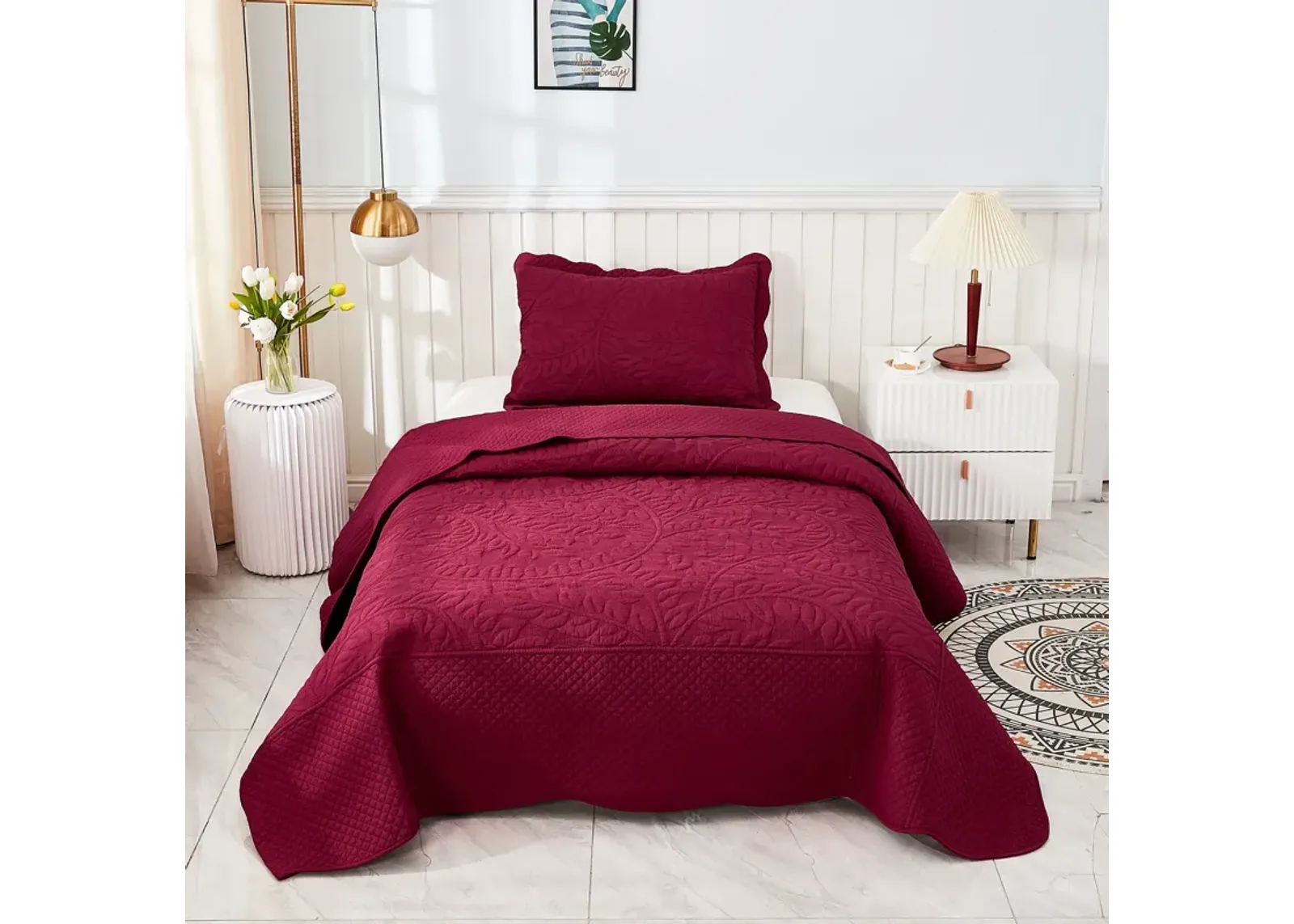 MarCielo 100% Cotton Oversized Bedspread Quilt Set T