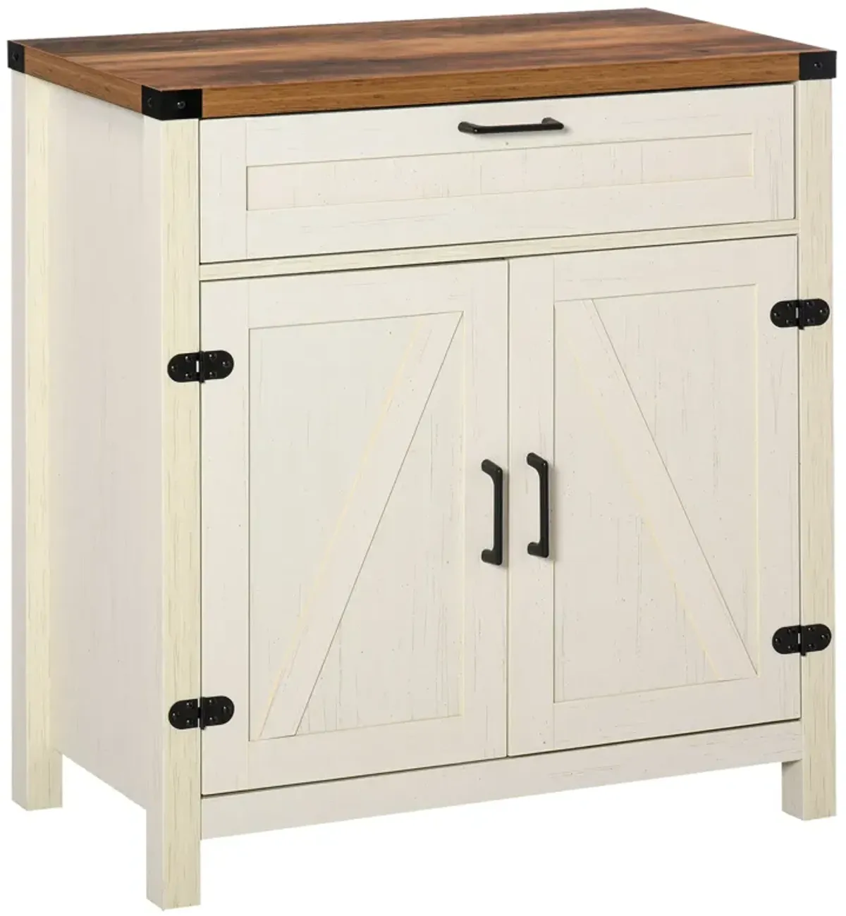 White Kitchen Organizer: Farmhouse Style Sideboard with Drawer