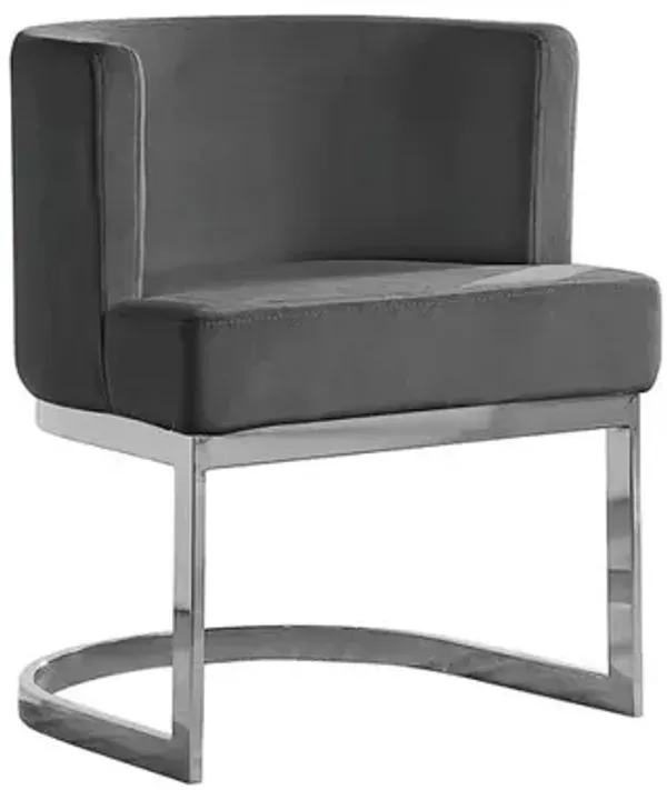 Dark Grey Velvet Side Chair with Silver, Chrome Base - Single