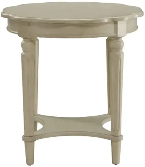 Farmhouse Wooden Round End Table – Solid Wood Construction with Storage Shelf