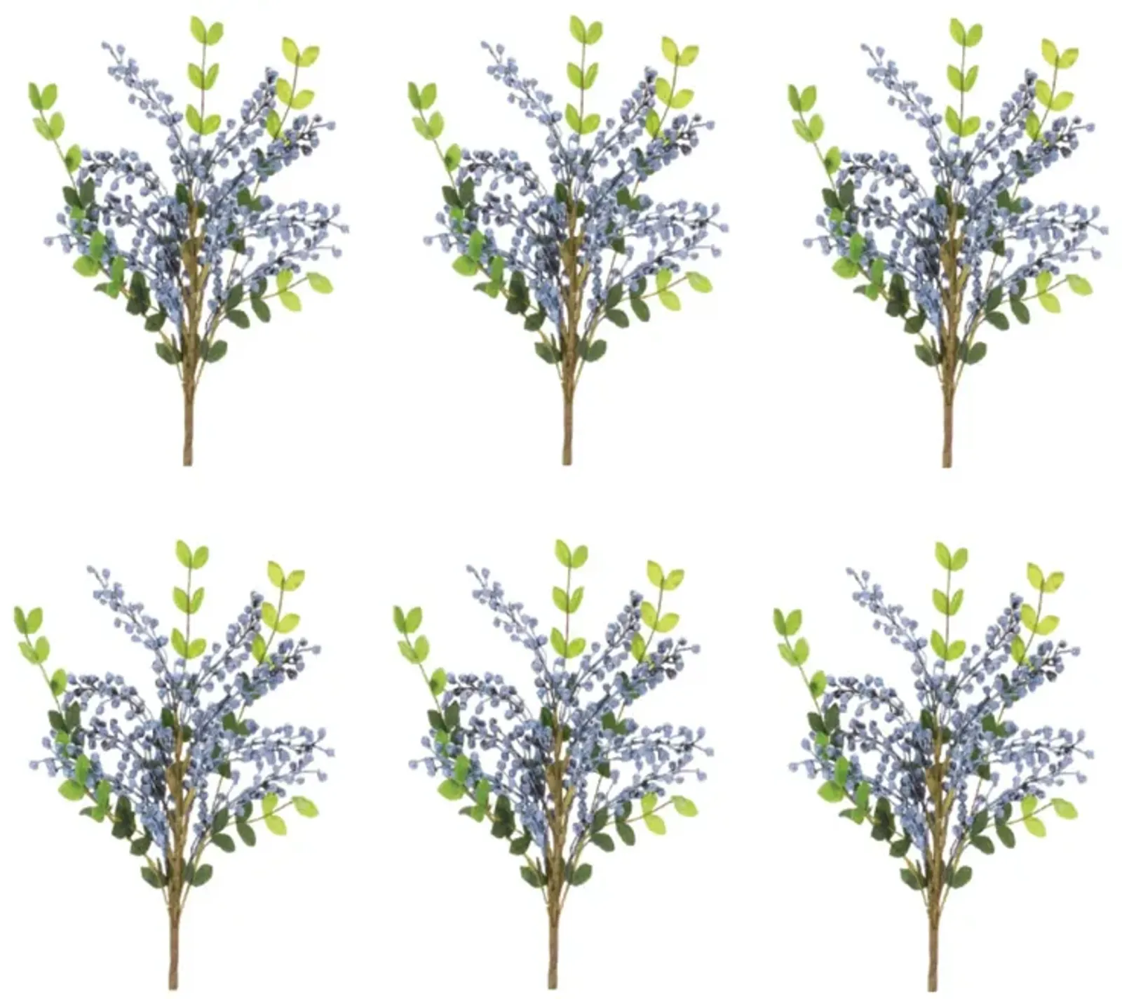 Blue Berry Leaf Spray (Set of 6) – Stunning Artificial Stems for Seasonal Decor