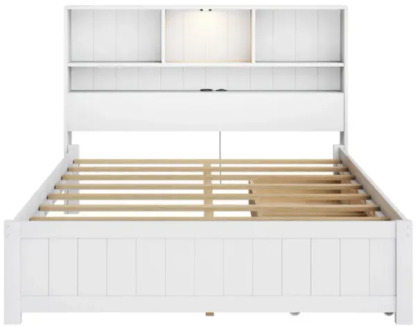 Merax Platform Bed with Built-in Downlight and 2 Drawers