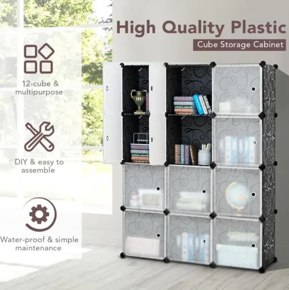 Hivvago DIY 12 Cube Portable Closet Storage Organizer