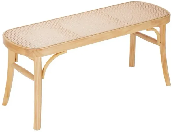 Entryway Rattan Bench Wooden Accent Seat for Living Room or Bedroom